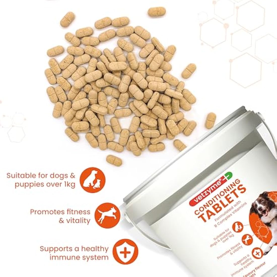 Vetzyme Conditioning Tablets for Dogs (3000 Tablets) - With B Complex Vitamins to Promote Fitness and Support a Healthy Immune System