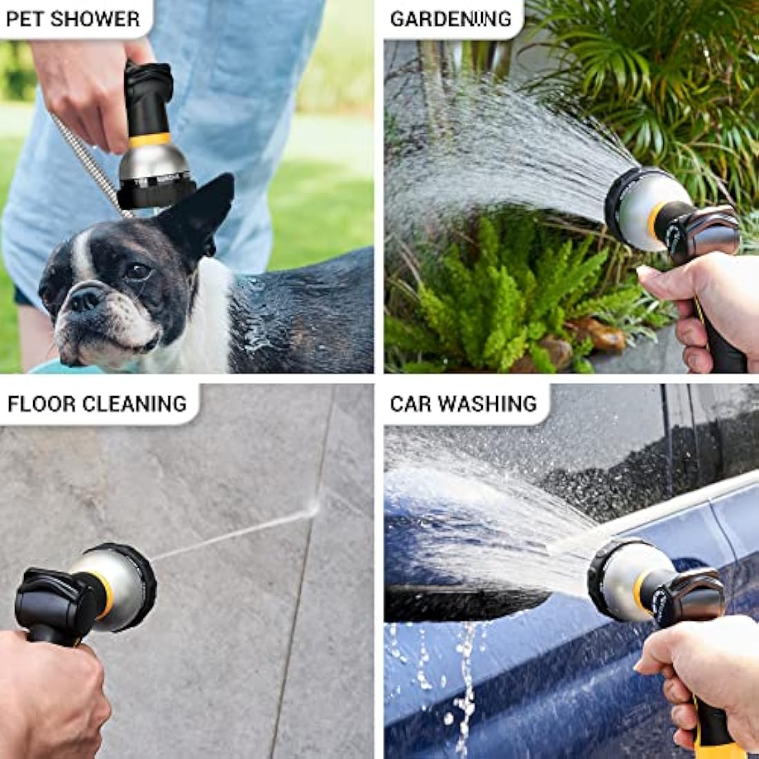 TheFitLife Metal Garden Hose Pipe - Flexible Stainless Steel Water Hose with Solid Fittings and Sprayer Nozzle - Leak Proof Kink Free, Anti-Rust, Large Diameter, Durable and Easy Storage (22m)