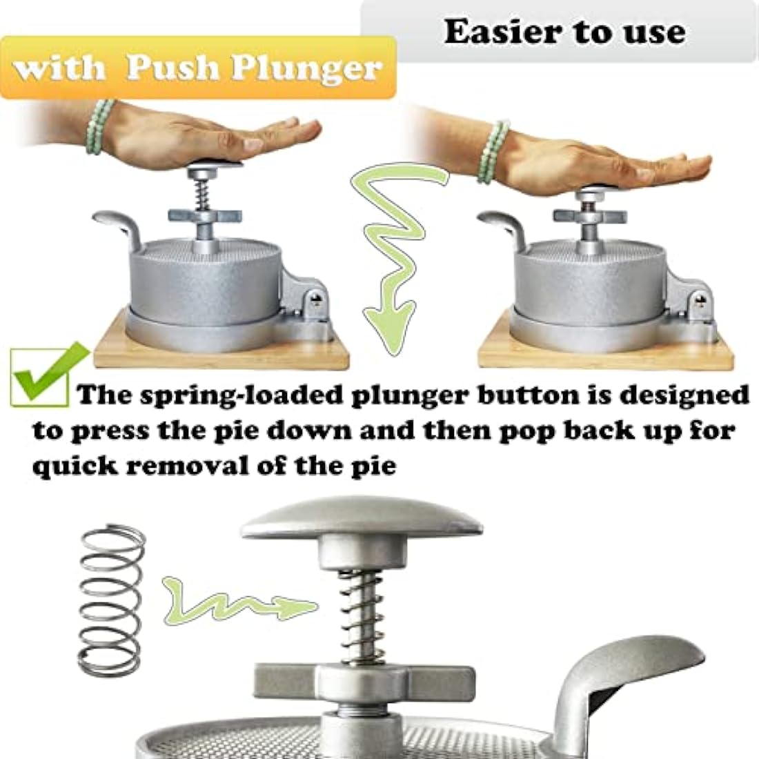 laffeya Hamburger Press Patty Maker, Patty Press & Wood Stand, Patty Makers, Adjustable Spring Burger Press, Push Plunger Hamburger Press (Spring Burger Press)