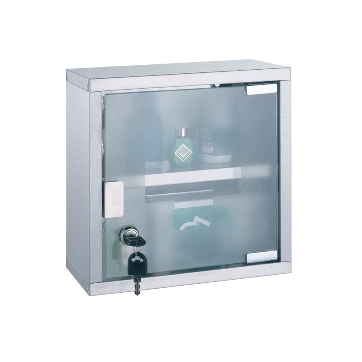 MSV 140489 Medicine Cabinet Medicine Cabinet Medicine Cabinet Home Medicine Cabinet Made of Stainless Steel, 25 x 12 x 25 cm ?Tip-on? Automatic,