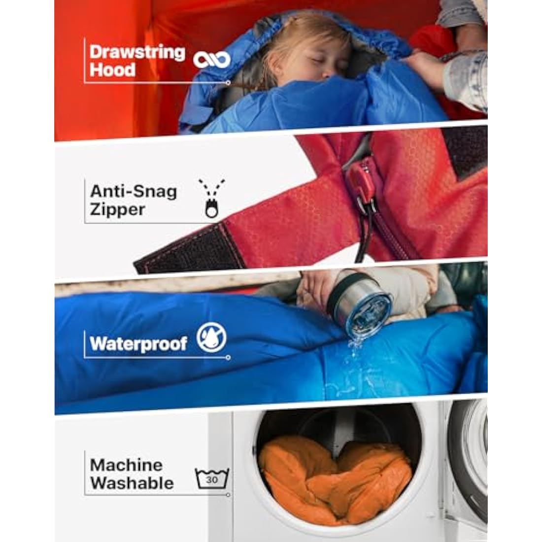 MalloMe Sleeping Bags for Adults & Kids Sleeping Bag 3-4 Season - Ultralight Backpacking Sleeping Bag Cold Weather & Warm, Lightweight Compact, Single Adult Girls Boys Winter Sleep Camping Accessories
