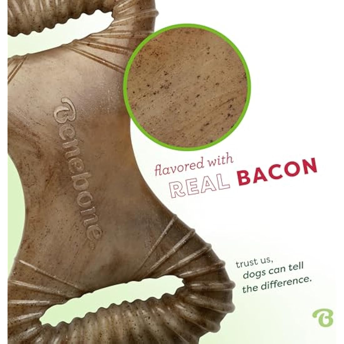 Benebone Indestructible Dental Dog Chew Toy for Aggressive Chewers, Long Lasting Tough Boredom Breaker for Dogs, Real Bacon Flavour, For Small Dogs, Made in the USA.