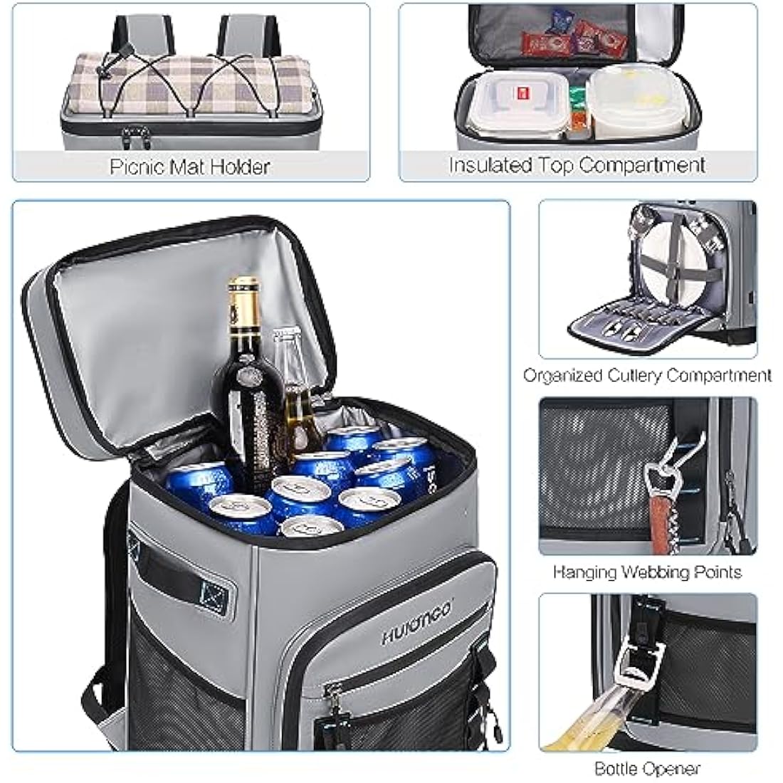 Hulongo Large Waterproof Insulated Cooler Backpack for Men & Women, Leak Proof Cooler Backpack