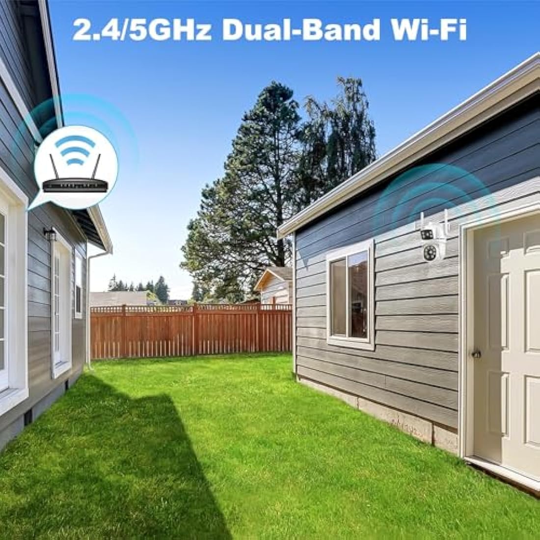 GENBOLT PTZ WiFi Security Camera Outdoor, CCTV Camera with Dual View, Dual lens Home Surveillance IP Camera with Color Night, Auto Tracking Humanoid Detection [DC&PoE]