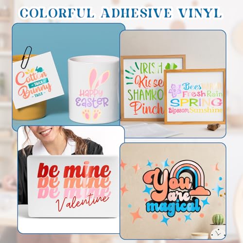 VINYL FROG Permanent Adhesive Vinyl Bundle 70 Pack Adhesive Vinyl Sheets 12''x12'' Permanent Vinyl for Cups, Decals, DIY Craft Projects