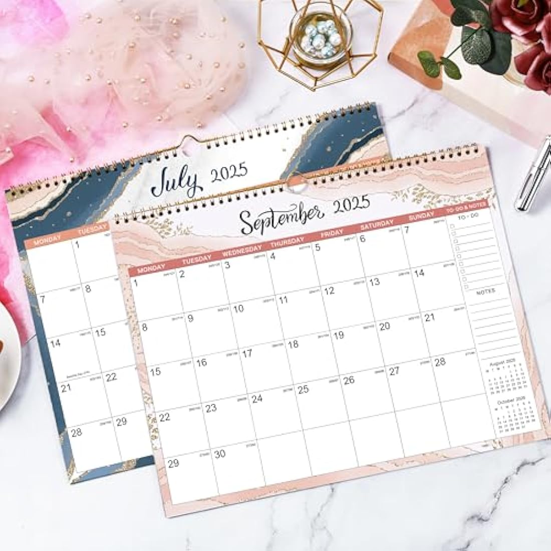 Calendar 2025-2026 - Wall Calendar 2025-2026, 18 months Calendar, Mar. 2025 - Aug. 2026, Six Different Patterns, Twin-Wire Binding, Hanging Hook, 37.6 x 29 cm