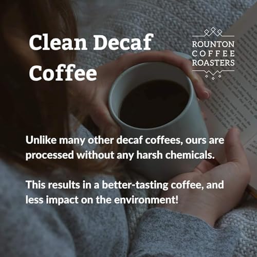 Rounton Coffee Roasters | 1kg DECAF COFFEE BEANS | Chemical Free Sparkling Water Decaffeinated Coffee Beans | Freshly Roasted Decaf Coffee Beans | Caffeine Free Espresso | Medium/Dark Roast