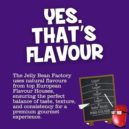 The Jelly Bean Factory, Jelly Beans Gift 700 g Jar of Sweets, Gluten Free - 36 Natural, Huge Flavour Fruit Jellies, Chewy, Retro American Sweets for Kids, Adults - Gourmet Pick and Mix Jellybeans