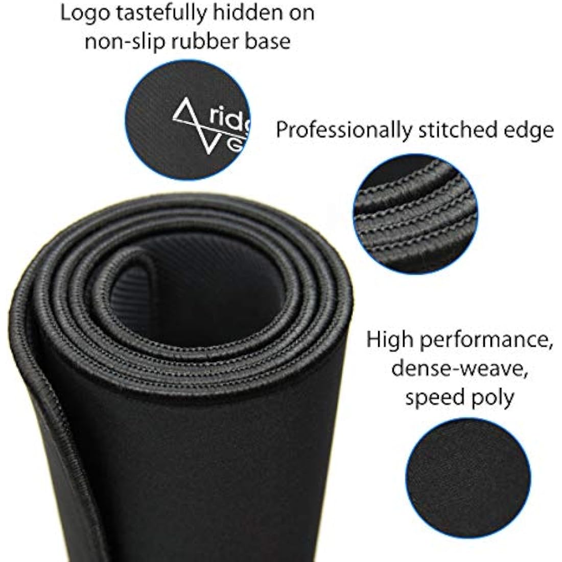 Traverse Ridge Pro Gaming Mouse Pad (5mm) | Massive 46 inch | 46x17.3x0.20 Extra Thick | Black/Black | Dense Weave Speed Poly, Superior Control | Stitched Edge, Washable, Giant Large Desk Mat