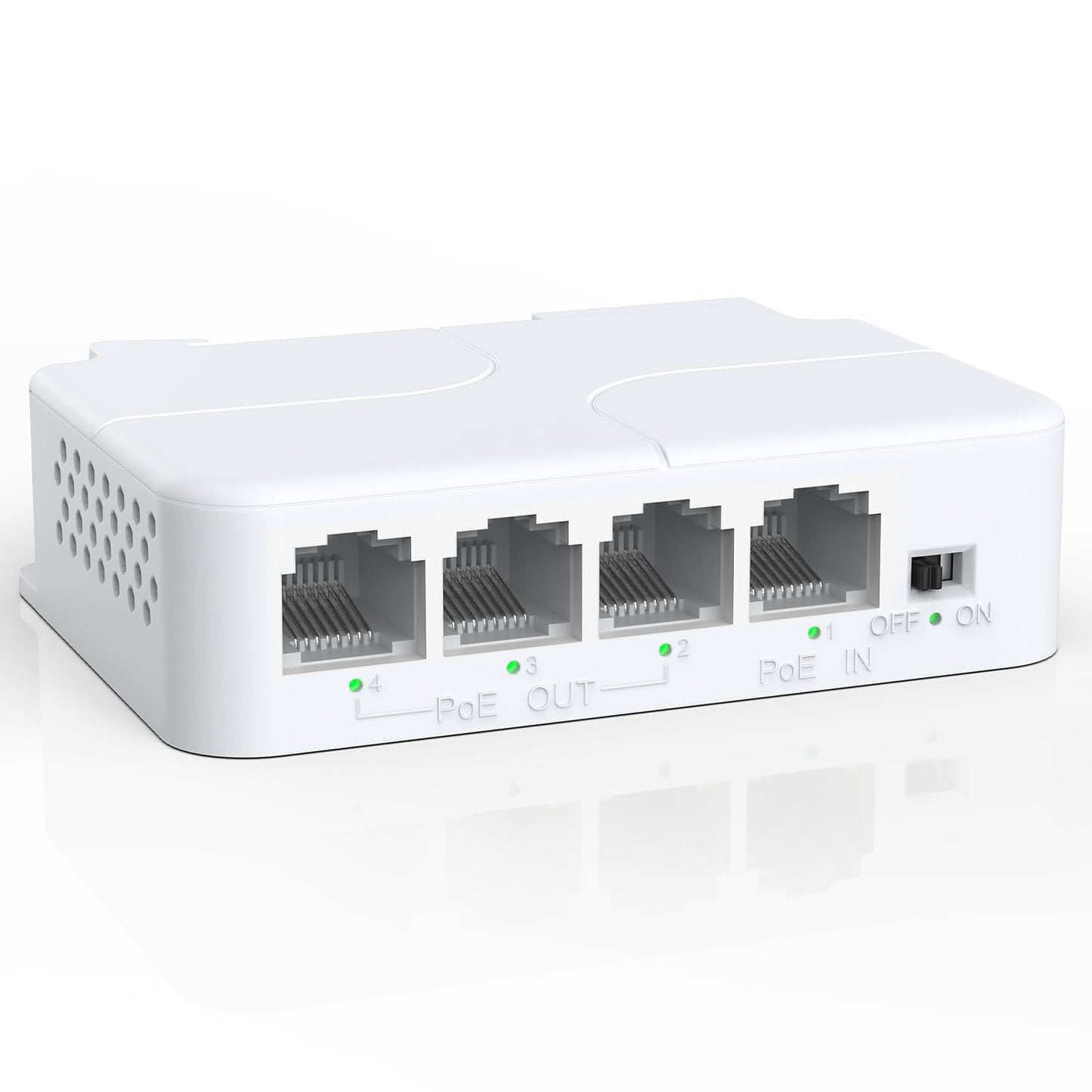 YuanLey 4 Port PoE Extender with 3 PoE Out, IEEE 802.3af/at Mini 4 Channel Repeater 100Mbps, Wall and Din Rail Mount Passthrough Amplifier/Booster,