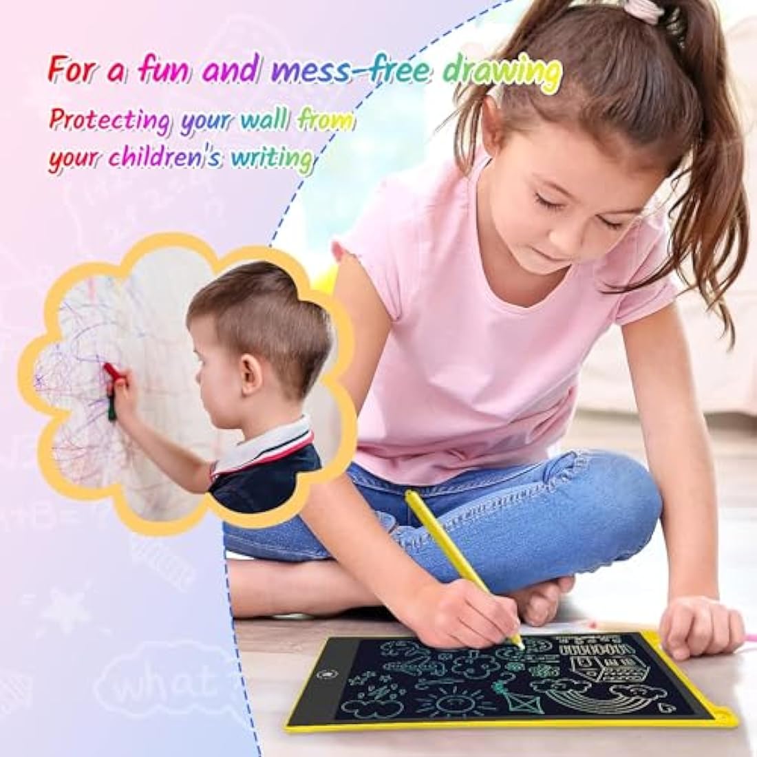 TECJOE 2 Pack LCD Writing Tablet, 10 Inch Colorful Doodle Board for Kids, Electronic Drawing Tablet Drawing Pads,Kids Travel Games Activity for Learning,Gifts for 3–6-Year-Old (Dark Blue and Yellow)