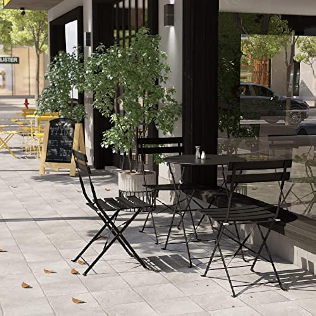 Grand patio Bistro Set 3 Pieces, Garden Furniture Set, Folding 2 Chairs and 1 Table, Weather-Resistant, Patio Table Chairs for Balcony,Yard, Garden (Black)