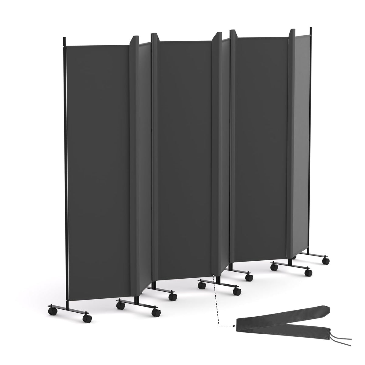 HIDODO 6 Panel Room Divider Folding Privacy Screen, Freestanding Room Partition with Lockable Wheels, Portable Wall Divider for Room Separation, 119"
