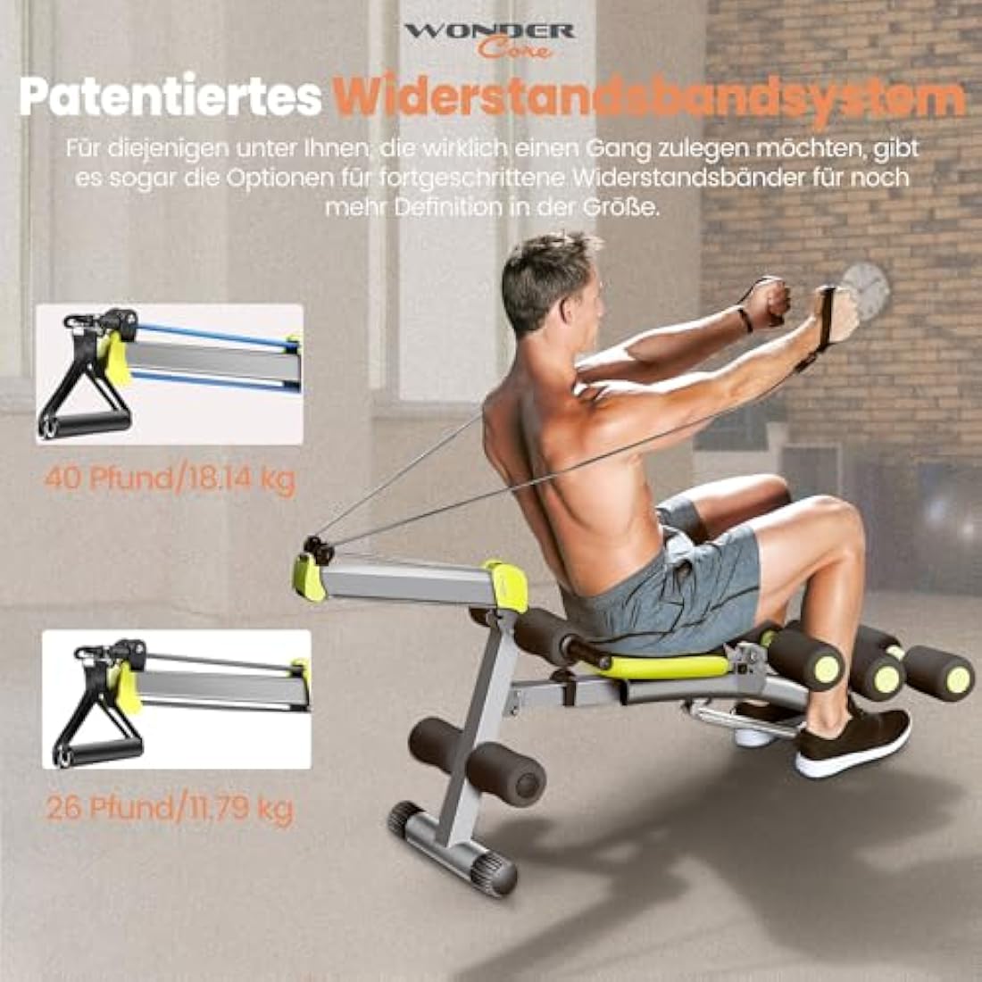 Wonder Core 2 - 12 in 1 Exercise Machine - Built in Twisting Seat and Rower for At Home Gym Workouts - Core Strength Training - Tone Tighten and Sculpt Abs - Grey