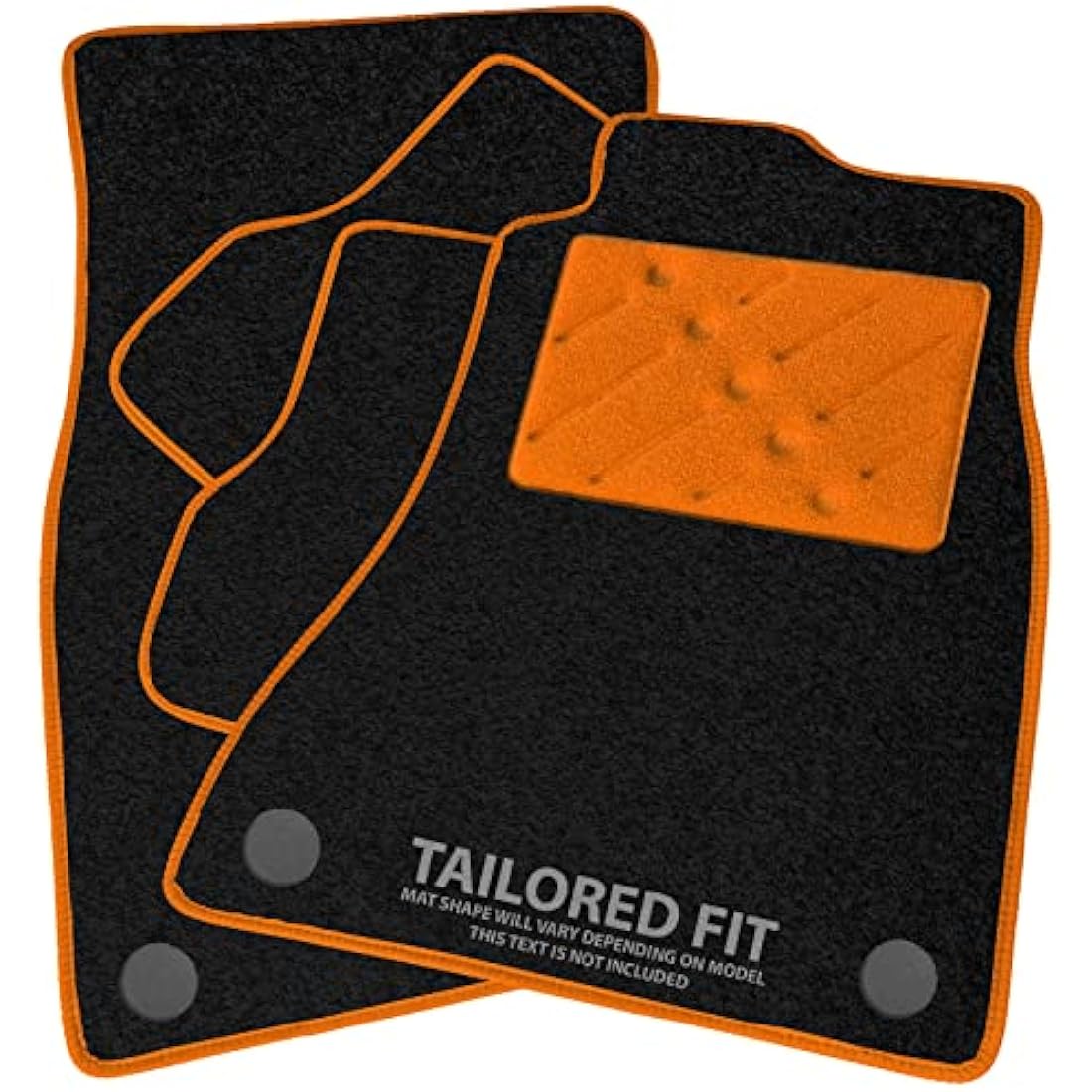 Car Mats FOR Jaguar E-PACE 2017-2021 Black Carpet + Orange Ribbed Trim + Orange Rectangle Heel Pad [SAPP-2226]