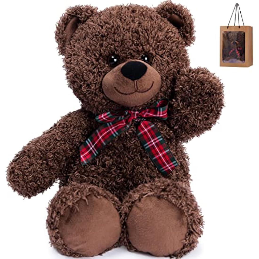 Bebamour 45cm Teddy Bear Baby Stuffed Animals Soft Toys Teddy Bears for Girs Gifts, Christening, Baby Shower, Birthday, Christmas Toys for Kids (Dark Brown)