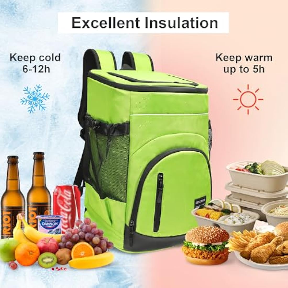 Outplea 30L Cooler Backpack, 36 Cans Insulated Soft Cooler Bag with Top Easy Access Pocket, Leak Proof Picnic Backpack for Beach Travel Camping BBQ