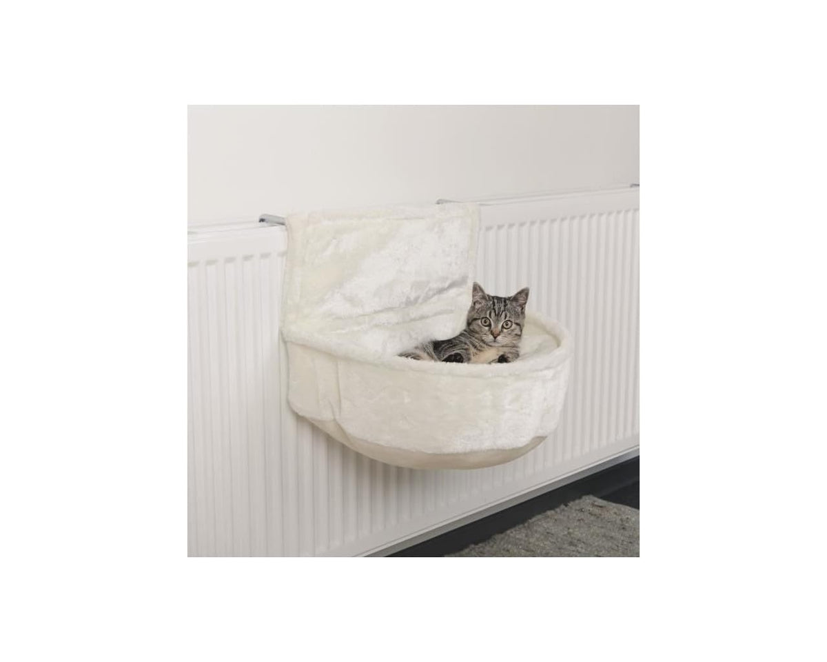 TRIXIE Radiator Cuddle Bag for Cats - Short Hair Plush - Reversible Cushion - Sturdy Metal Frame - Adjustable Holder - 43140