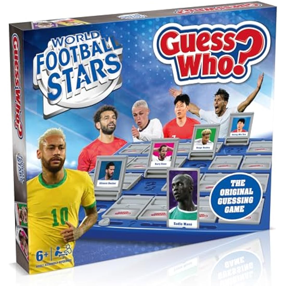 Winning Moves World Football Stars Guess Who? Board Game, Play with Messi, Ronaldo, Harry Kane, Neymar, Salah and Foden, easy to set up 2 player game for ages 6 plus , great gift for football fans