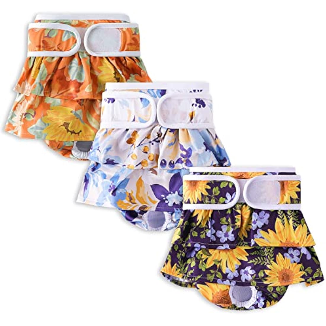 COMSLE Dog Nappies Female Medium 3 Pack, Dog Period Heat Pants in Season, Super Absorbent & Adjustable Sanitary Reusable Doggy Puppy Diapers