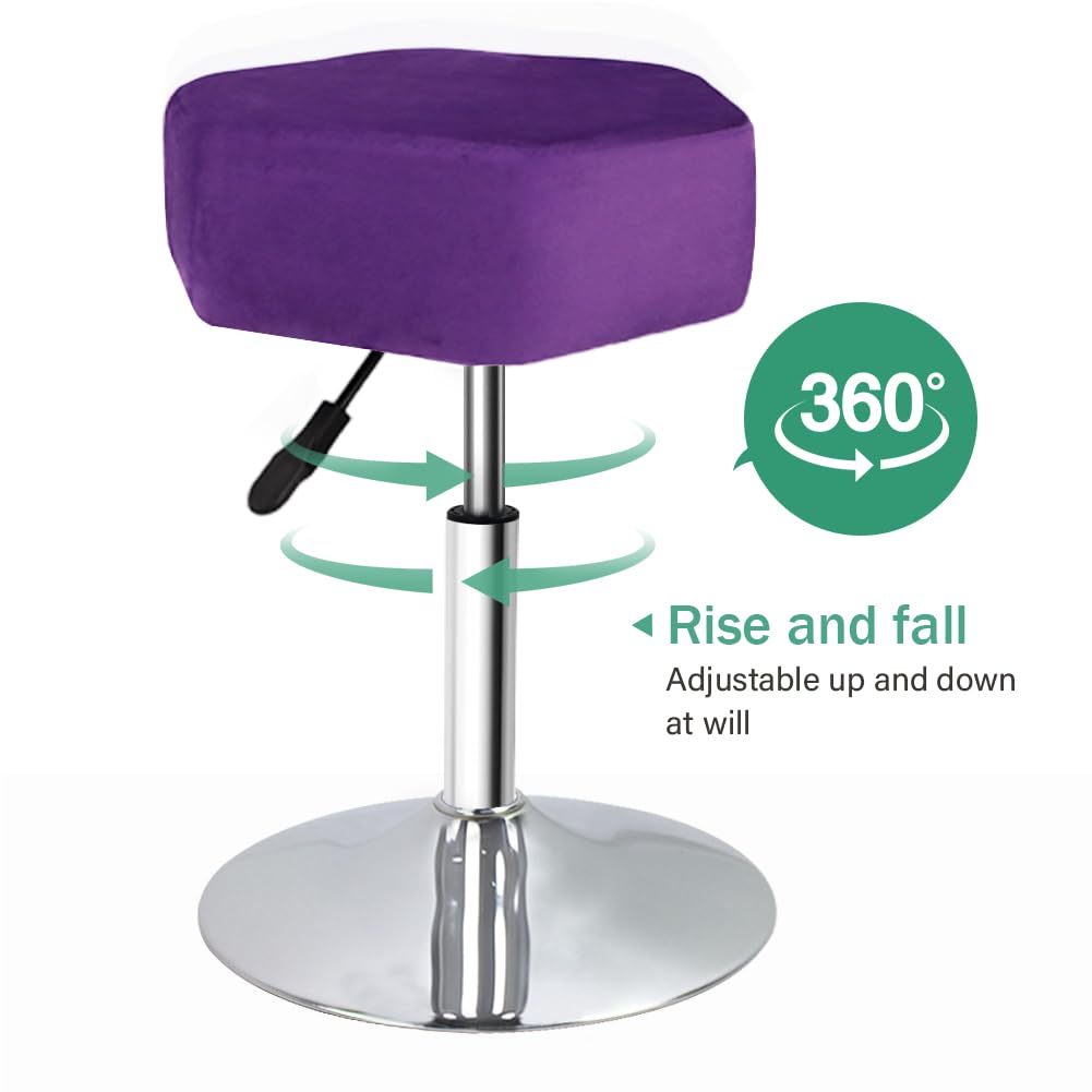 FURWOO Hexagon Beauty Stool with Velvet Cushion Height Adjustable Makeup Stool for Dressing Table Small(Purple)