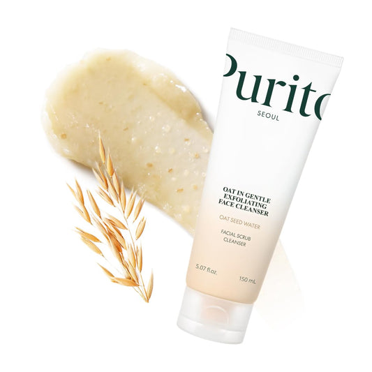 Purito Oat Exfoliating Facial Polish Cleanser - Hydrating Daily Face Wash Gentle Scrub Clay for Pore Minimizing Panthenol, Oat Seed Water Vegan,