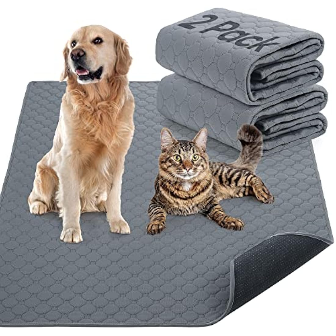 Reusable Dog Training Pads, 2 Pack Washable puppy training pads, Super Absorbent Waterproof Dog Mat Pee Pads for Dogs, Fast Drying Training Pads for Home, Car, Travel (120cm*120Cm)