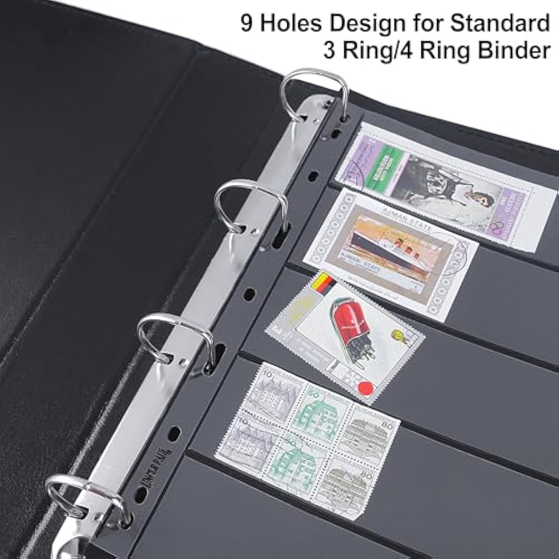 Postage Stamp Pages - 12 Sheets Clear Single-Sided Stamp Sleeves Inserts 5/6/7/8 Rows for Stamp Collection Binder IS02MX112