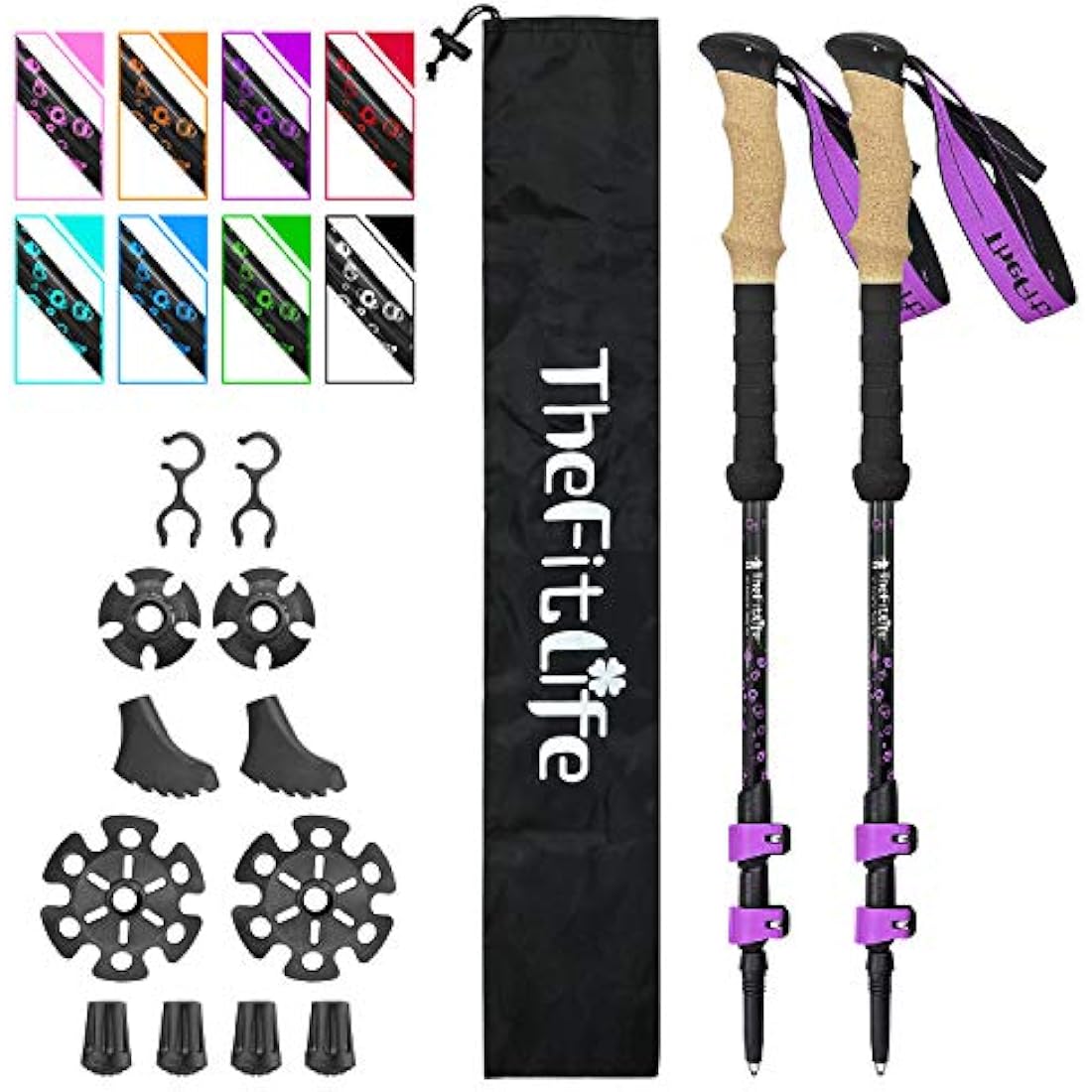 TheFitLife Carbon Fibre Trekking Poles - Collapsible and Telescopic Walking Poles, Ultra Light, Extendable, Best Walking Sticks for Traveling Camping Hiking Mountaineering