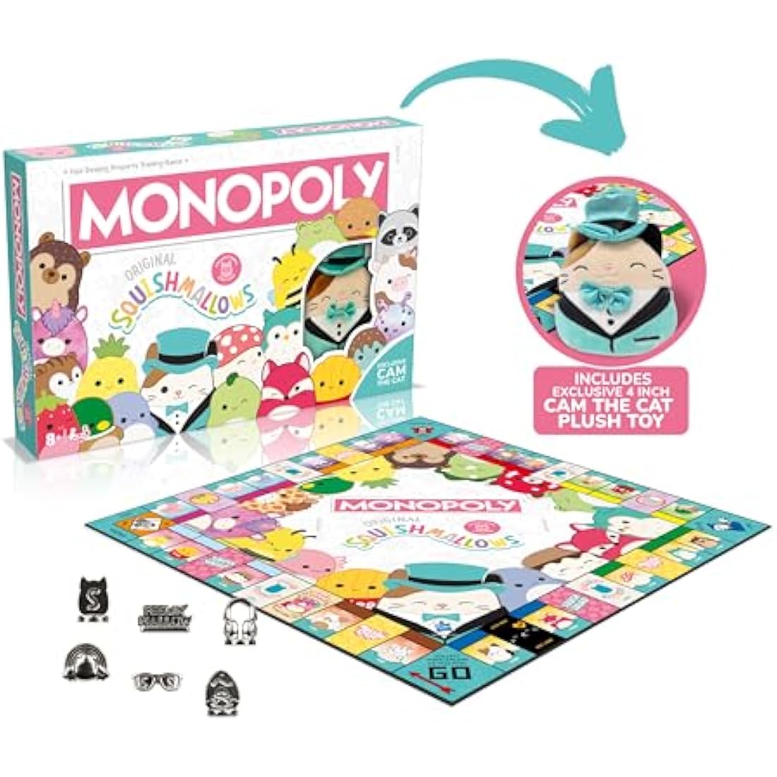 MONOPOLY Squishmallows Board Game, Black