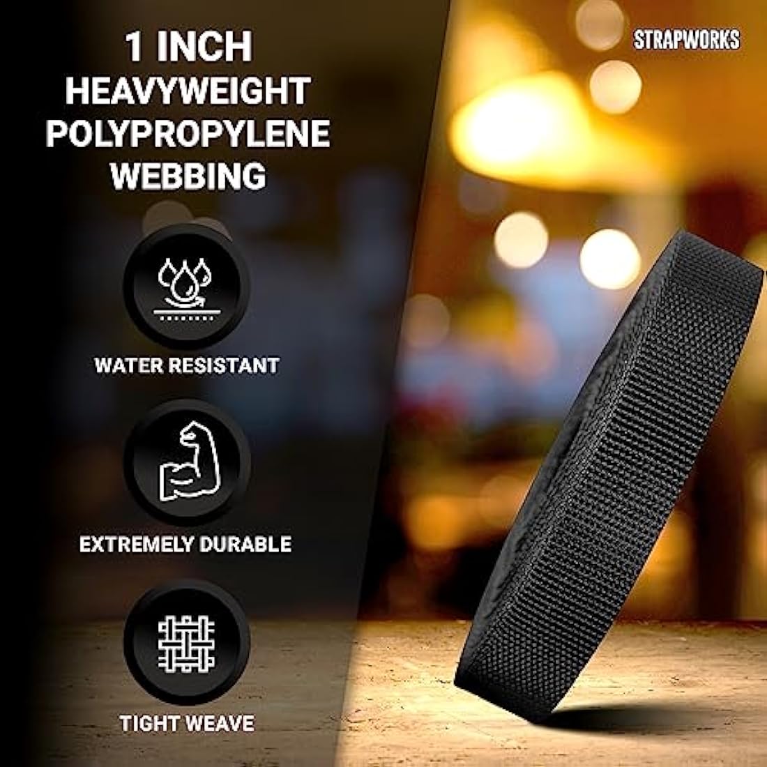 Strapworks Heavyweight Polypropylene Webbing - Heavy Duty Poly Strapping for Outdoor DIY Gear Repair