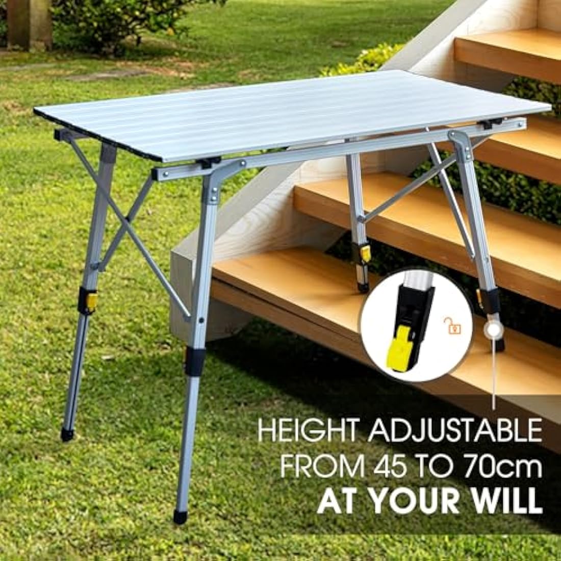 Portal Camping Tables That Fold up Picnic Table Folding Portable with Height Adjustable Legs Collapsible Table 3ft Aluminium Rollup Outdoor Table Lightweight Foldable for Beach Fishing Garden BBQ