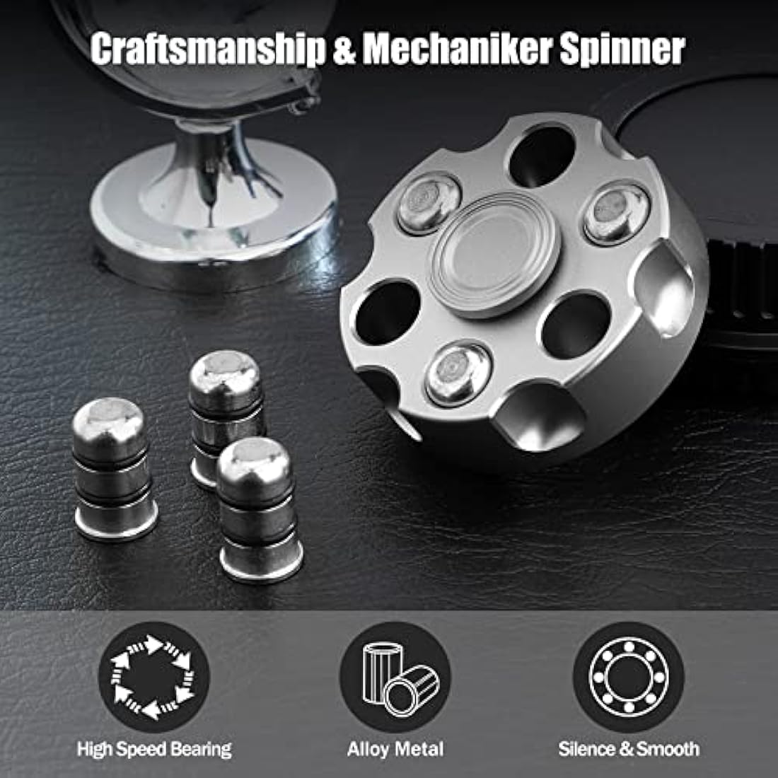 Metal Fidget Spinner Toy for Adults Kids, Cool Alloy Hand Finger Spinner Cube Toy for Stress Relief Anti Anxiety, Spinning Toys Gifts for Christmas Halloween Stocking Suffer Classroom Prizes(Sliver)