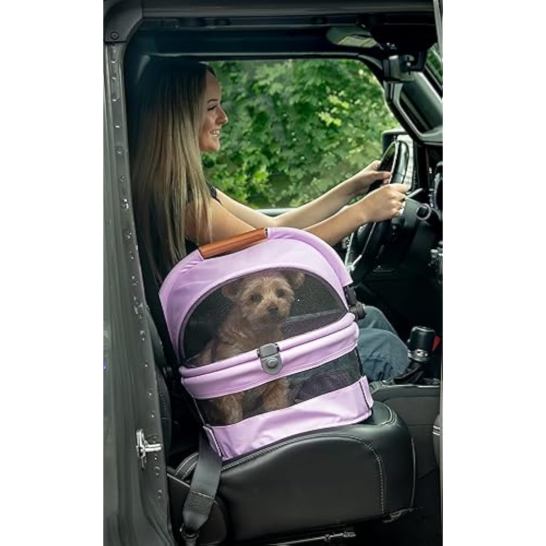 Pet Gear View 360 Ultra Lite Pet Safety Carrier & Car Seat for Small Dogs & Cats Push Button Entry, 15", Larkspur