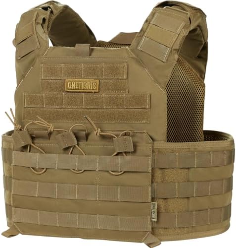 OneTigris PLPC Plate Carrier - Airsoft Tactical Vest - Advanced Version - 500D Nylon Military Combat Vest for Paintball Wargame CS Outdoor