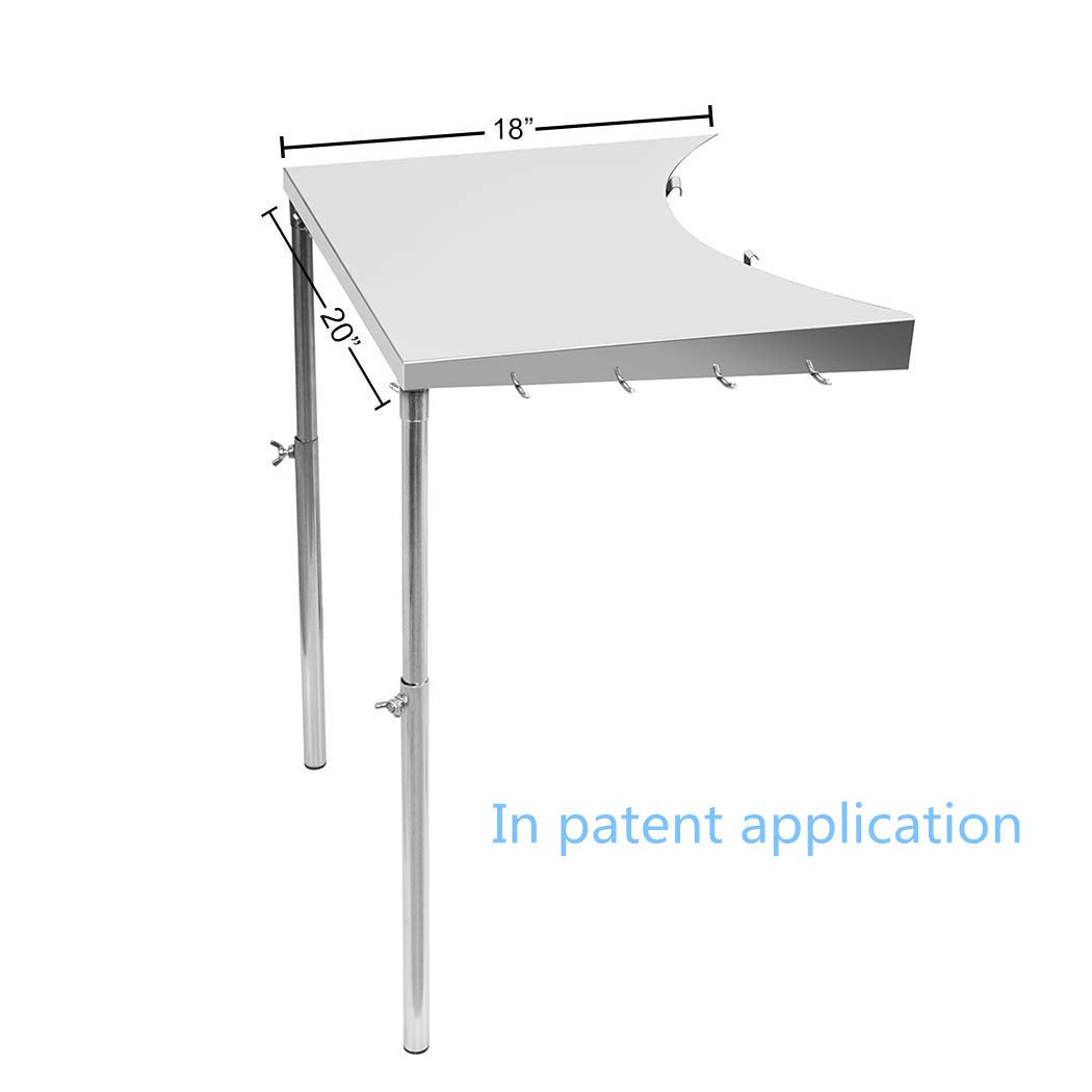 onlyfire Grill Side Table, Removabale Stainless Steel BBQ Work Table Fits All Weber 18", 22", 26" Charcoal Kettle Grills and Other Similar Size
