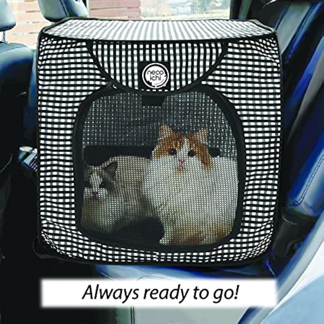 Necoichi Portable Stress Free Cage Carrier and Litter Box, Indoor & Outdoor, Travel (Black, Cage/Kennel+Litter Box)
