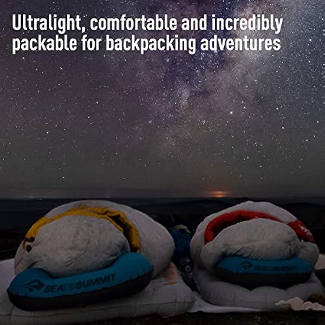 Sea to Summit - Aeros Ultralight Deluxe Pillow XL - Lightweight Inflatable Travel Pillow - Lock System - Ultra-Sil Zippered Pouch - For Camping & Bikepacking - 56 x 36 x 14cm - Aqua Blue - 130g