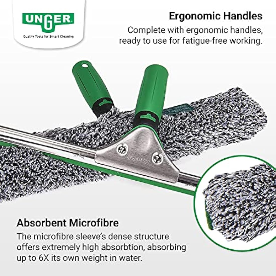 Unger AK011AUNGER ErgoTec 2-in1 Window Cleaner Starter Kit - Squeegee & Microfibre Power Washer Sleeve,Green,35cm