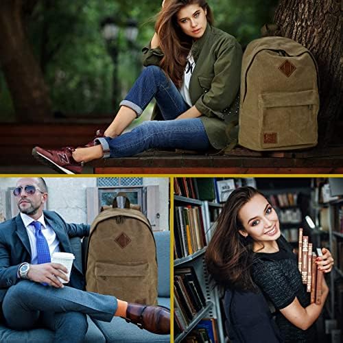 seemeroad Canvas Vintage Backpack Lightweight Travel Daypack Laptop Backpack College Student Rucksack for Men Women