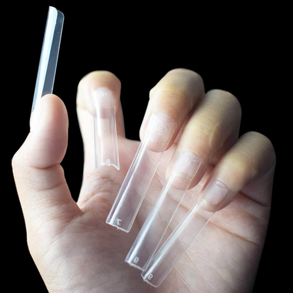 Clear Acrylic Nail Tips,C Curve XXL Square fake nails,Extra Long Straight Full Cover Nail Tips,Press on Nail Supplies for Nail Techs and DIY Nail Art