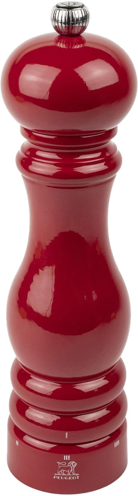 PEUGEOT - Paris u'Select 22 cm Pepper Mill - 6 Predefined Grind Settings - Made with PEFC Certified Wood - Made in France - Glossy Passion Red Colour