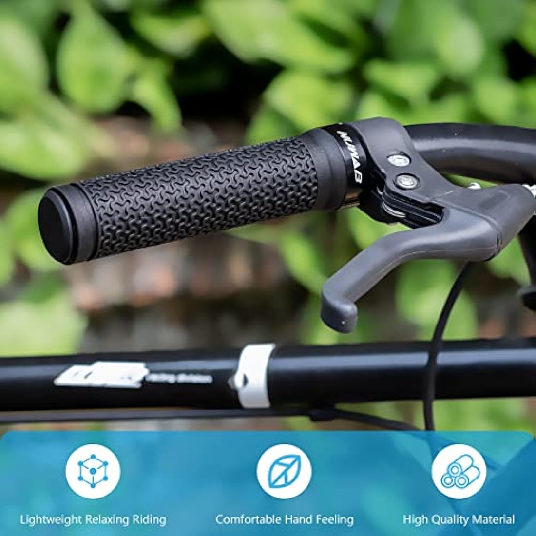 NUWAB Premium Bike Handlebar Grips, Professional Mountain Bicycle Grips with Soft Anti-Slip Rubber, Single Lock-on Bike Handlebar, 2PCS Allen Wrench Come With