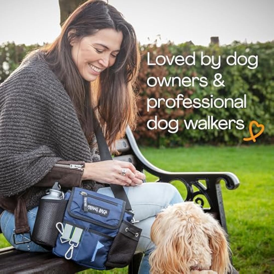 Barking Bags | Original Dog Walking Bag - Blue | As Seen On Dragons’ Den | Lightweight & Practical Design | Carry Dog Toys, Treats, Poop Bags & More with Ease