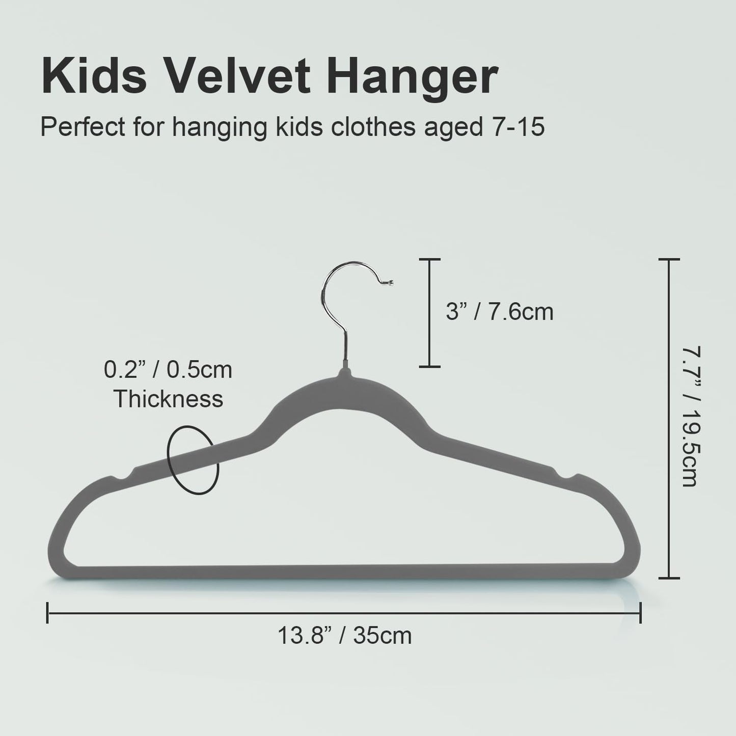 Wellong Kids Velvet Hangers Non-Slip Space Saving Swivel Hook 32 Pack Gray