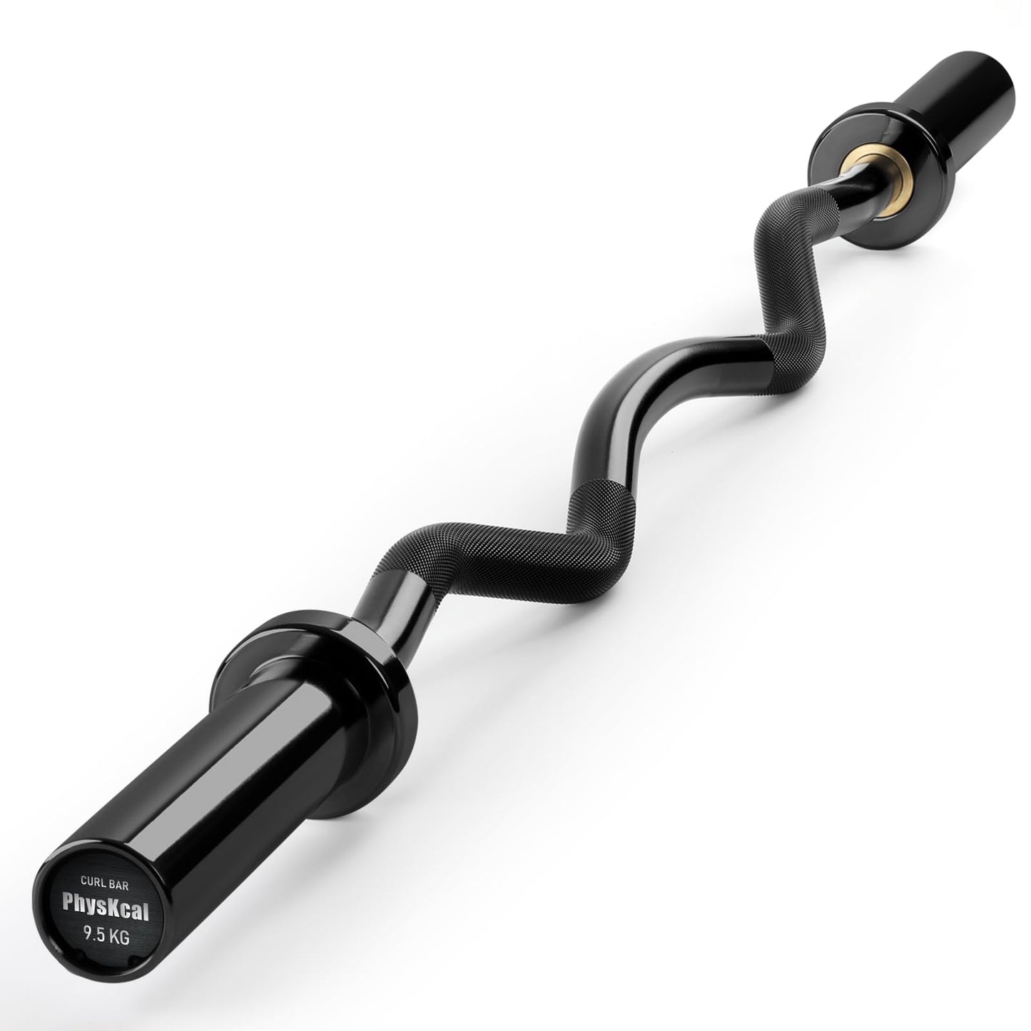 PhysKcal EZ Curl Bar, 47 Inches Super EZ Weight Lifting Bar for Standard 2 Inches Weight Plates, Excellent for Gaining Biceps and Triceps, Full Black