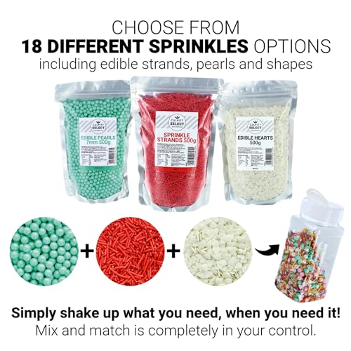 Culpitt Select Sprinkles | Edible Cake Sprinkle Decorations for Cakes, Cupcakes, Cookies, Ice Cream, and Desserts | 500g