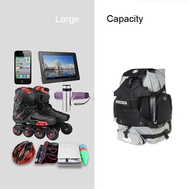 zalati Inline Skates Backpack Roller Skate Shoes Carrying Bag for Storage Easy to Carry Outdoor Sports - Black, L