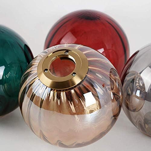 LFsem 3 Lights Pendant Light Ø15cm Amber Glass Globe Ceiling Light Modern Simple Hanging Lamp E14 Loft Chandelier Decoration Lighting Fixtures (Amber)