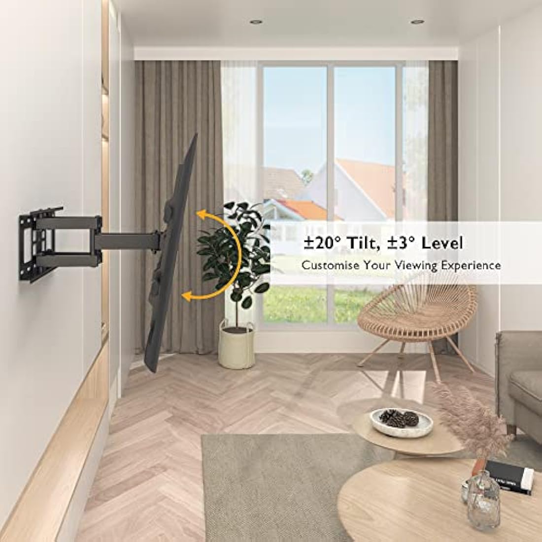 BONTEC TV Wall Bracket for 32-85 Inch LED LCD, Full Motion Swivel Tilt TV Wall Mount, Heavy Duty Dual Arms up to 60kg, Max VESA 600x400mm, Universal TV Mount with HDMI Cable